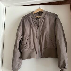Women's Taupe Bomber Jacket
